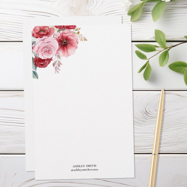 Elegant Floral Personalised Stationery Paper (Creator Uploaded)