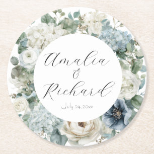 Elegant Floral Personalised Wedding Coasters