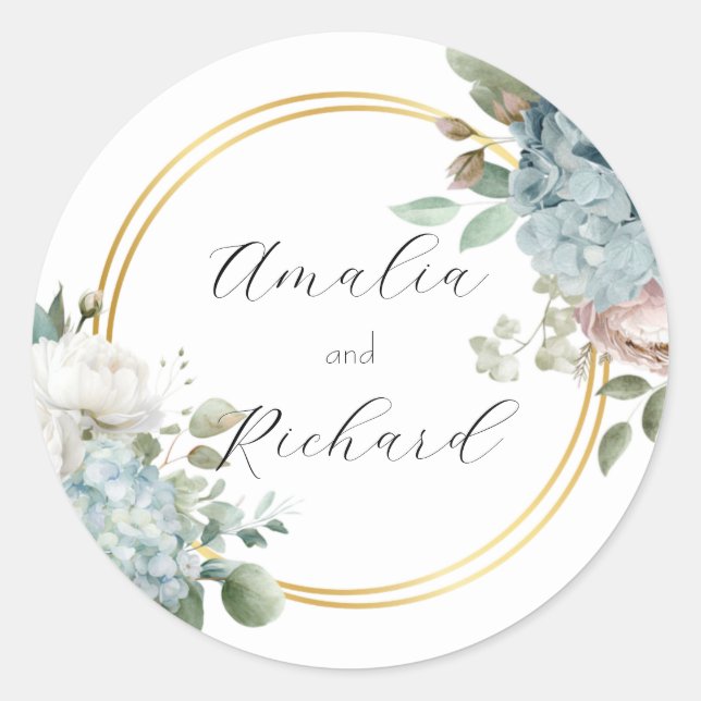 Elegant Floral Personalised Wedding Sticker (Front)