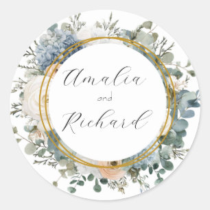 Elegant Floral Personalised Wedding Sticker