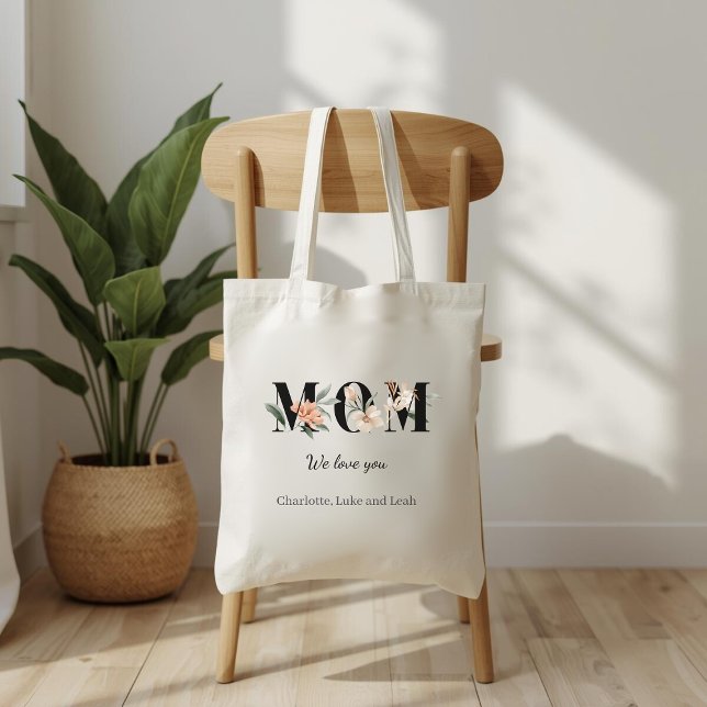 Elegant Floral Personalized Floral Mom Tote Bag (Creator Uploaded)