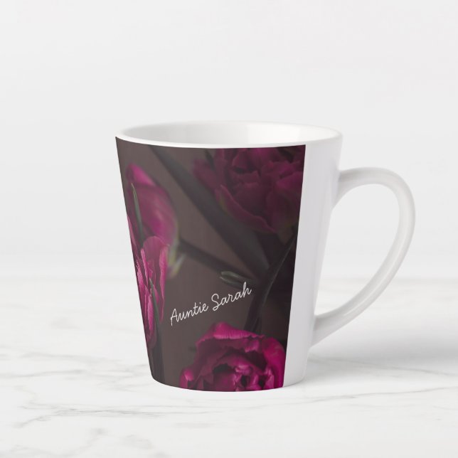Elegant floral Personalized message Latte Mug (Right)