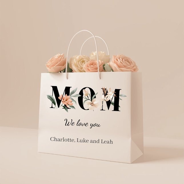 Elegant Floral Personalized Mom Gift Bag (Creator Uploaded)
