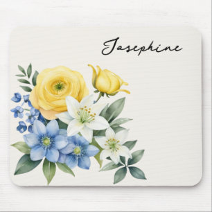 Elegant Floral Personalized Mouse Mat