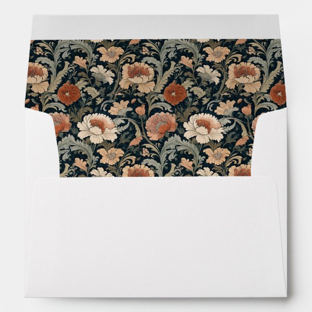 Elegant Floral Personalized Stationery Envelope (Back (Bottom))