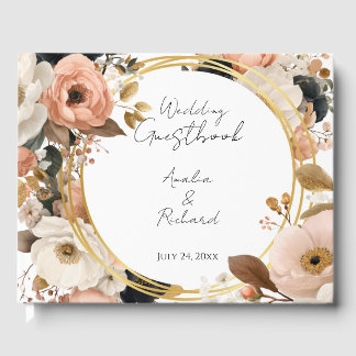 Elegant Floral Personalized Wedding Guestbook