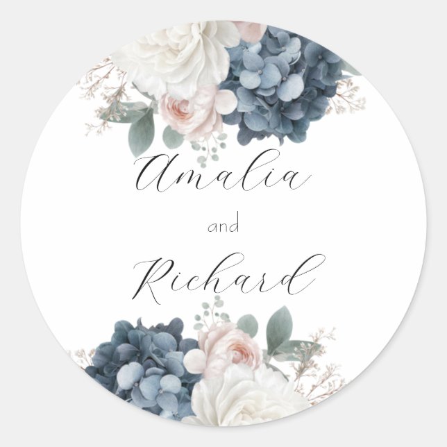 Elegant Floral Personalized Wedding Sticker (Front)