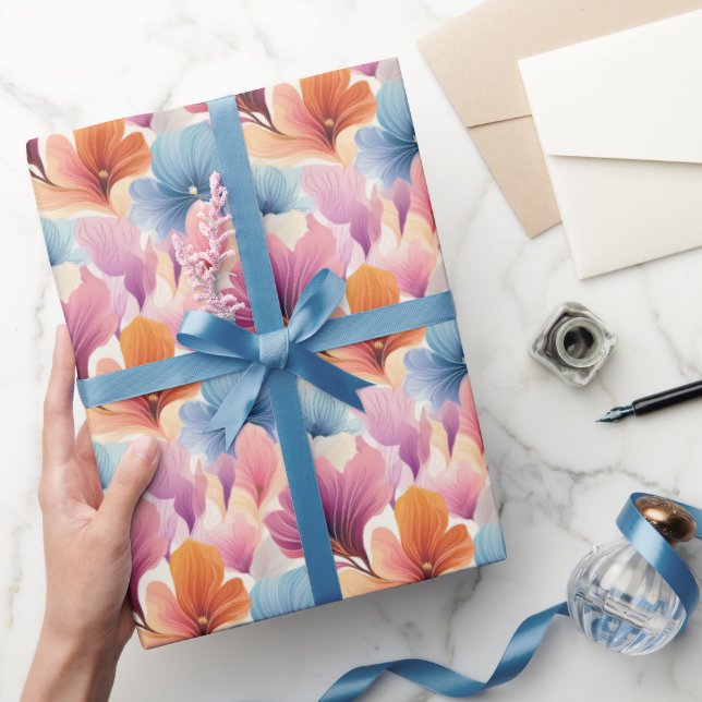 Elegant Floral Petals  Soft Watercolor Blooms Wrapping Paper (Gifting)