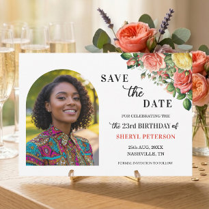 Elegant Floral Photo 23rd Birthday Party Save The Date