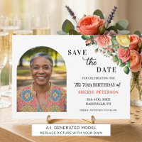 Elegant Floral Photo 70th Birthday Party