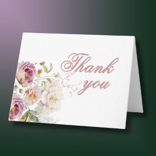 Elegant Floral Photo Any Year Birthday  Thank You Card