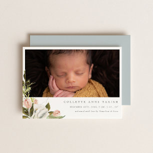 Elegant Floral Photo Birth Announcement