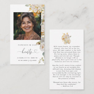 Elegant Floral Photo Funeral Prayer Card