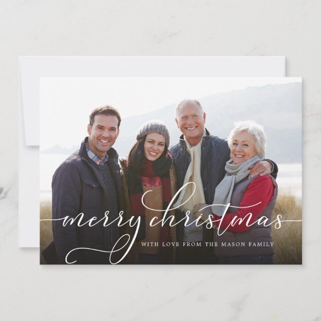 Elegant Floral Photo Holiday Card (Front)