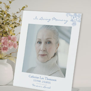 Elegant Floral Photo Memorial Table Sign