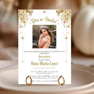 Elegant Floral Photo Mis Quince Quinceañera 15th Acrylic Invitations