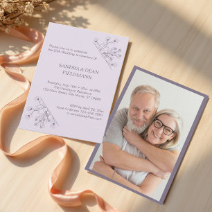 Elegant Floral Photo Wedding 50th Anniversary Invitation