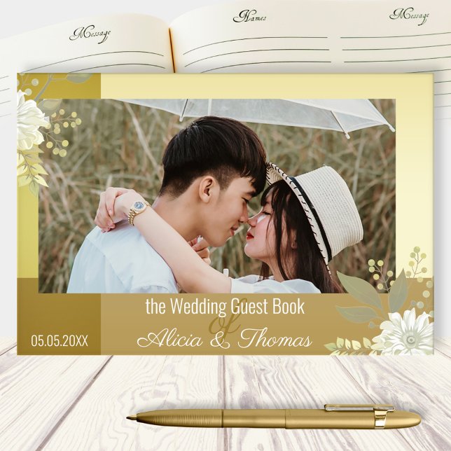 Elegant Floral Photo Wedding Guest Book (Creator Uploaded)