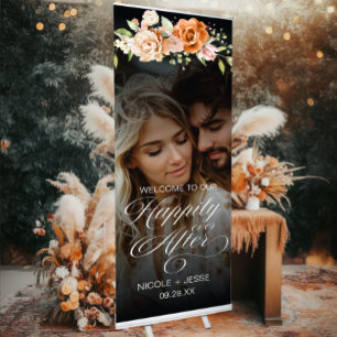 Elegant Floral Photo Wedding Retractable Banner