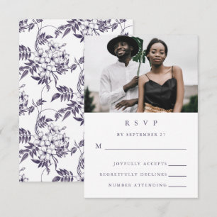 Elegant Floral Photo Wedding RSVP Card