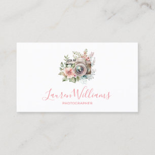 Elegant Floral Photography Camera Business Card