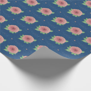 Elegant Floral Pink and Blue Wrapping Paper