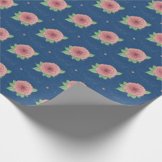Elegant Floral Pink and Blue Wrapping Paper
