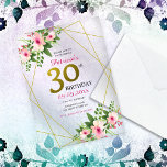 Elegant Floral Pink And Gold 30th Birthday Acrylic Invitations<br><div class="desc">Pink And Gold  30th Birthday invitation to celebrate the milestone birthday. Elegant watercolor floral and gold glitter typography adds a stylish and unique touch. Personalise with party details.</div>