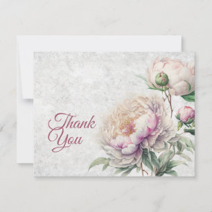Elegant Floral Pink and White Peonies  Thank You Card