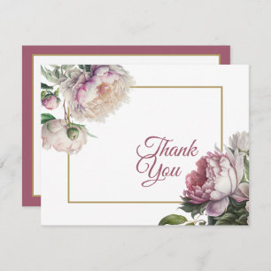 Elegant Floral Pink and White Peonies  Thank You Card