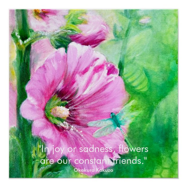 Elegant Floral Pink Art Poster (Front)