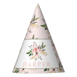 Elegant floral pink birthday party  party hat