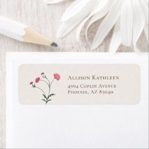 Elegant Floral Pink Bridal Shower Address Label