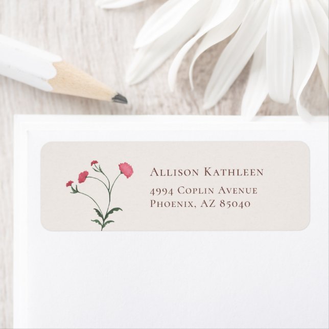 Elegant Floral Pink Bridal Shower Address Label (Insitu)