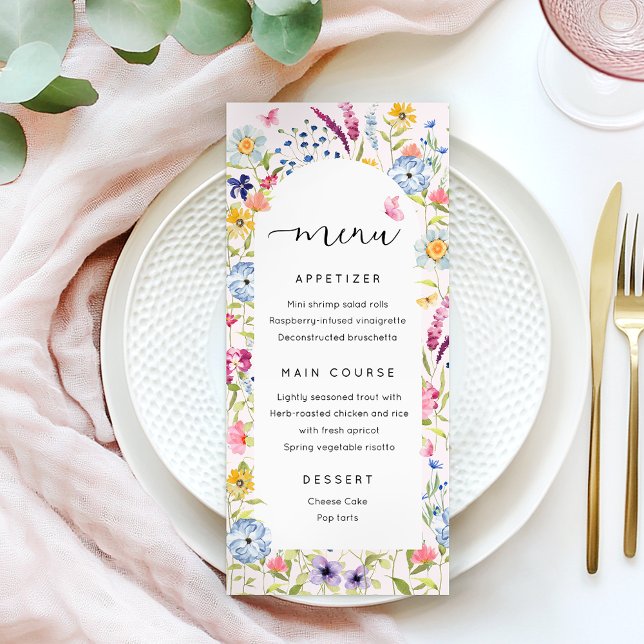 Elegant Floral Pink Bridal Shower  Menu (Creator Uploaded)