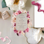 Elegant Floral Pink, Burgundy, Champagne Wedding Acrylic Invitations<br><div class="desc">Create an unforgettable first impression with this stunning acrylic wedding invitation, designed to capture the beauty of your special day. Featuring a faux gold foil rectangular frame with delicate, hand-painted watercolor floral in elegant pink, burgundy, berry, peach, champagne, beige, and cream flower blooms. Intricate florals and soft delicate pink and...</div>
