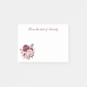 Elegant Floral Pink Burgundy Watercolor Peonies Post-it Notes