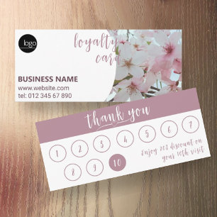 ELEGANT FLORAL PINK BUSINESS LOGO 10 LOYALTY CARD