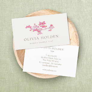 Elegant Floral Pink Cherry Blossom Business Card
