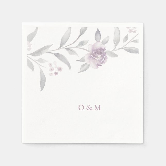 Elegant floral pink Chinoiserie Wedding monogram Napkin (Front)
