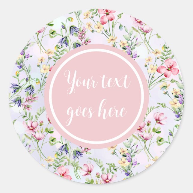Elegant Floral Pink Frame: For Every Occasion  Classic Round Sticker (Front)