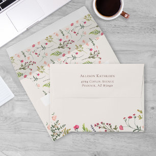 Elegant Floral Pink & Green Bridal Shower Envelope