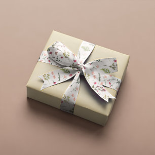 Elegant Floral Pink & Green Bridal Shower  Satin Ribbon