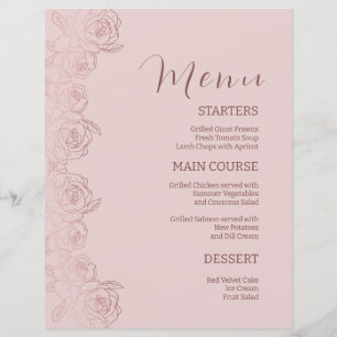 Elegant Floral Pink Mauve Dinner Menu Template