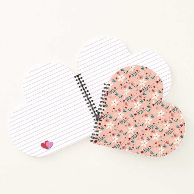Elegant Floral Pink Pattern Home Notebook (Inside)