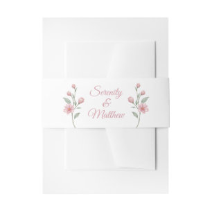 Elegant Floral Pink Sage Spring Garden Wedding Invitation Belly Band
