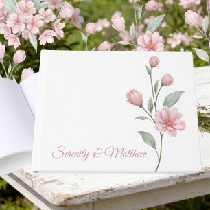 Elegant Floral Pink Sage Summer Garden Wedding Guest Book