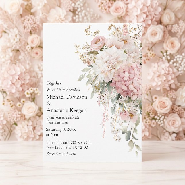 Elegant Floral Pink script Wedding Invitation  (Creator Uploaded)