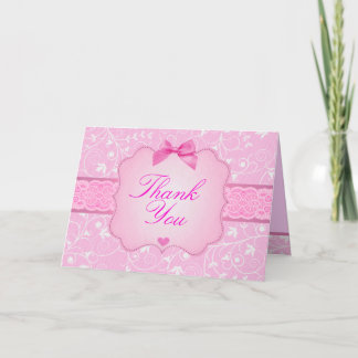 Elegant Floral Pink Thank You Card