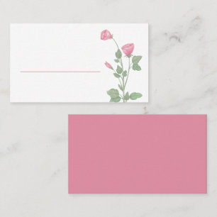 Elegant Floral Pink Watercolor Flowers Wedding Place Card